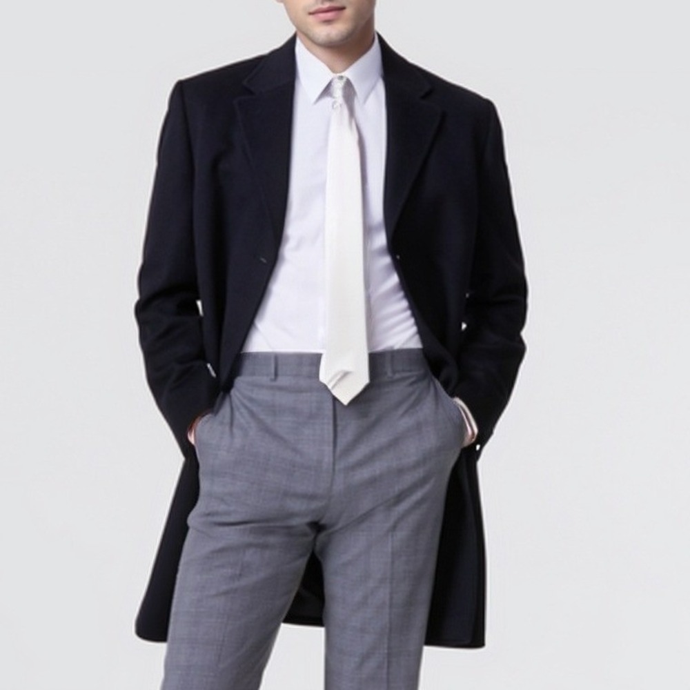 Michael Kors Mens Overcoat 38R Black Wool Cashmere Blend Jacket NWT